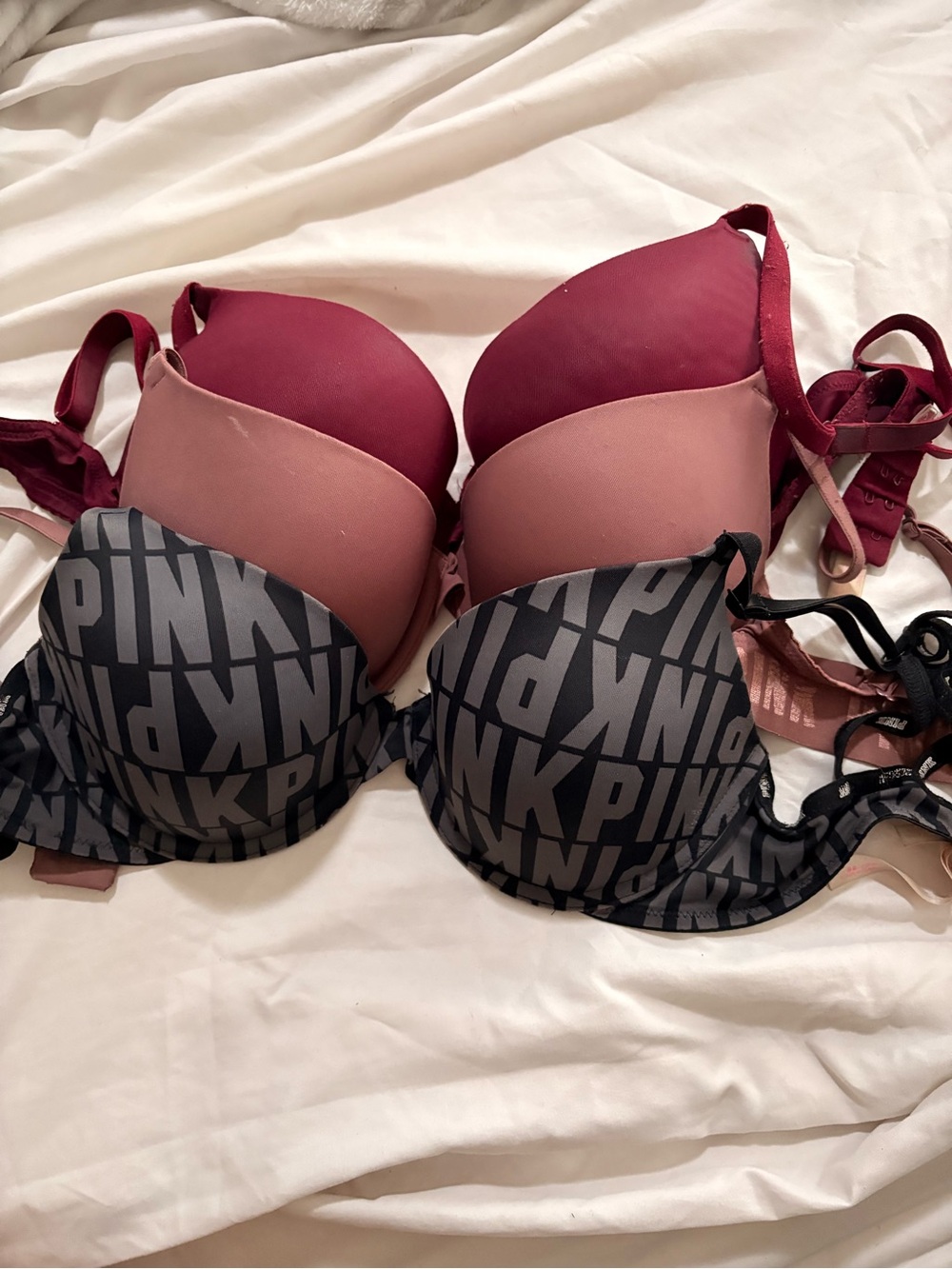 PINK/VS Wear Everywhere 3 pack Black Logo, Mauve, and Burgundy